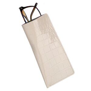 Luxury Calfskin Glasses Case – Alligator‑Style Texture - Beach Color